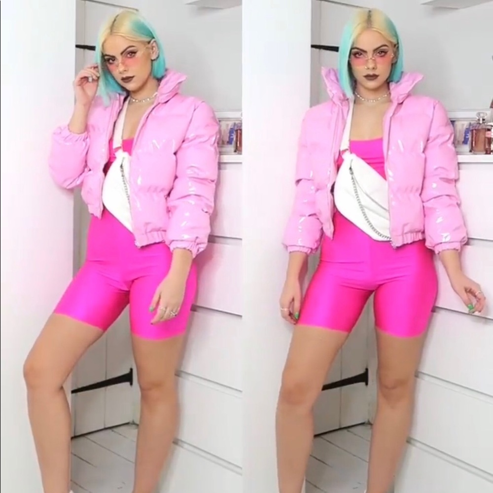 HOT Pink biker shorts  jumpsuit